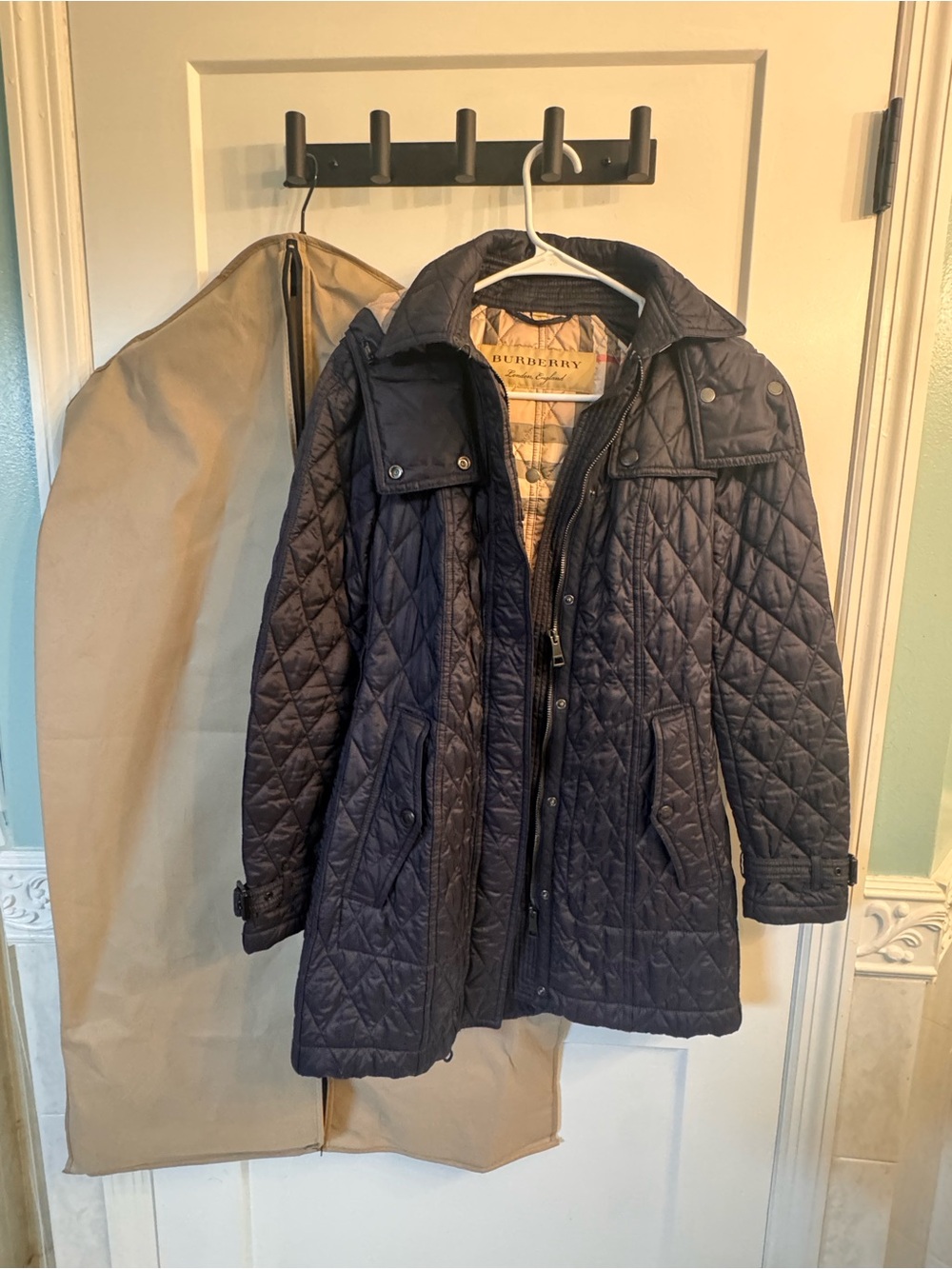 Burberry Quilted Navy Longline Puffer Coat
